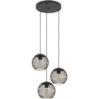 EGLO Cluster Hängelampe Almanzora, 3-flammige Pendelleuchte Esstisch, Hängeleuchte Treppenhaus aus Metall in Schwarz und Kupfer, Esszimmerlampe hängend, E27 Fassung, Ø 46,5 cm