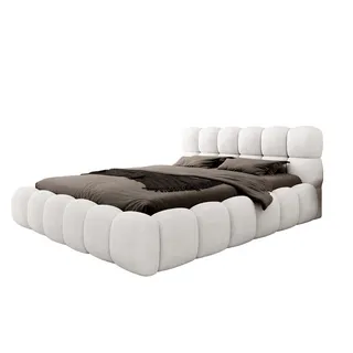 Fun Möbel Polsterbett Bett AURELIA 160x200cm in Stoff Ascot Weiß / Speed - Weiß