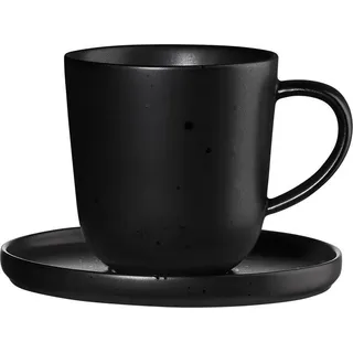 ASA Selection coppa Espressotasse mit Unterer, Espresso Tasse, Kaffeetasse, Untertasse, Porzellan, 80 ml, Kuro / Schwarz, 19011190 - Schwarz