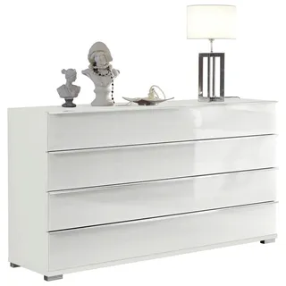 Venda Sideboard , Weiß , Glas, Holzwerkstoff , 4 Schublade(n) Schubladen , 149x82x42 cm , Goldenes M, Made in Germany , Typenauswahl, Beimöbel erhältlich, stehend , Kleinmöbel, Kommoden, Sideboards