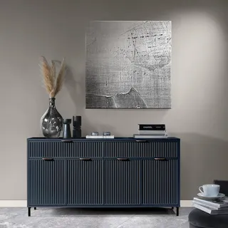 Sideboard in Indigo blau mit Rillenoptik 165 cm LAURO-161 - Blau