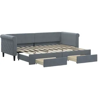 vidaXL Tagesbett Ausziehbar mit Schubladen Dunkelgrau 80x200 cm Samt