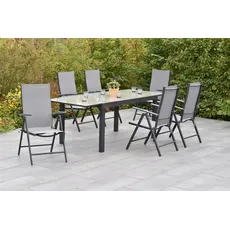 Bild »»Amalfi««, (Set, 7 tlg., 5-fach verstellbare Rückenlehne), Ausziehtisch: LxB: 200-300 x 110 cm grau