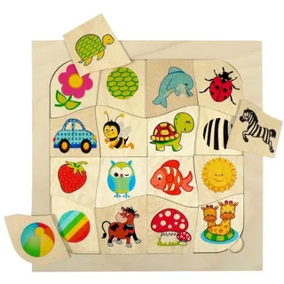Holzspielzeug Zuordnungsspiel Tiere & Muster BxLxH 240x5x240mm NEU Puzzle