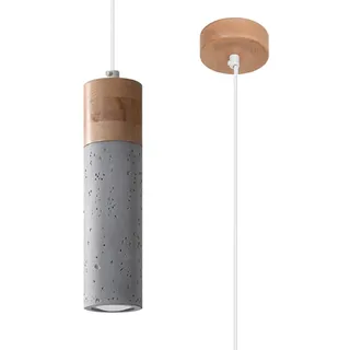 SOLLUX lighting Zane Spotlight Pendelleuchte deDeckengestaltung universalminimalistische Werke mitauswechselbarem GU10 Leuchtmittel 1 x 40 W of Holz und Beton grau 10x10x120 cm - Grau