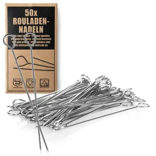 com-four® 50x Rouladennadeln aus Edelstahl - 11 cm lange Fleischspieße rostfrei - Premium Spieße im Set, Rouladenklammern-Ersatz, Rouladenspieße für Rouladen (050 Stück - Nadel)