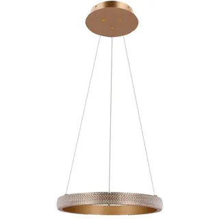 Glamouröse Pendelleuchte matt dunkelgold Ring Ø40cm LED Kristalle 22W Hashim Candellux - Gold