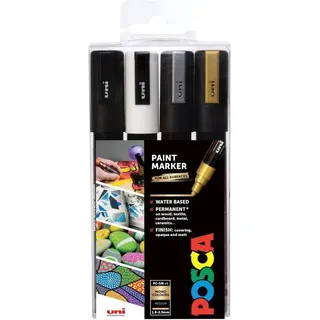 Popisovač akrylový Uni Posca PC-5M, 1,8-2,5 mm, sada 4 monochromatických barev