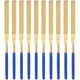 sourcing map 10Stk. Diamant-Nadelfeilenset 5x180mm Flachfeilen Titanbeschichtete Werkzeuge