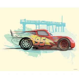 KOMAR Wandbild von Disney - Cars Lightning McQueen - Größe: 50 x 40 cm (ohne Rahmen) - Dekoration, Kinderzimmer, Poster, Kunstdruck