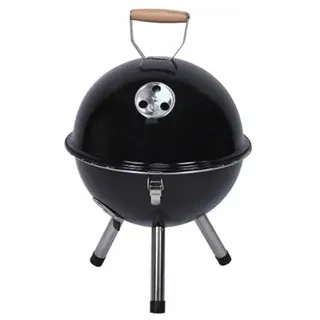 Nexos - BBQ Minigrill Kugelgrill Ø 29 cm – Kompakt-Holzkohlegrill mit Deckel & Rost – Rundgrill für Garten, Camping, Festival, Balkon – Schwarz – tragbar & leicht