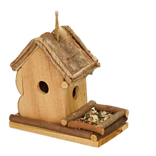 Relaxdays Deko-Vogelhaus , Holz , 21x21x12.5 cm , Dekoration, Gartendeko