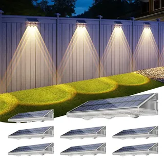 YiLaie Solar Wandleuchte Aussen, Solarleuchten für Außen IP67 Wasserdichte,3 Farben Heller Solar Zaunleuchten für Außen,LED Solarleuchten für Aussen für Garten Balkon Terrasse Treppen 8er