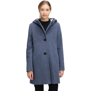 Wolljacke GIL BRET, Damen, Gr. 42, blau (marineblaus), Obermaterial: 75% Wolle, 20% Polyamid, 5% Kaschmir, unifarben, ausgestellt ca. Mitte Oberschenkel, gerader Abschluss, Jacken Wolljacke, mit Kapuze