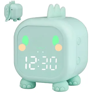 VORRINC Kinder Lichtwecker, Dinosaurier Wecker Sonnenaufgangssimulator Wake Up Kinderwecker mit Timer Snooze Schlaftrainer, Wecker Digital für Mädchen Jungen Kinder, Geburtstagsgeschenk (Grün)