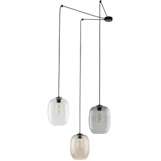 Licht-Erlebnisse Hängelampe 3-flammig XXL B: max. 4 m H: max. 2,1 m flexibel verstellbar Rauchglas Metall E27 Hängeleuchte Wohnzimmer Pendelleuchte Esszimmer