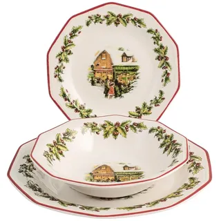 Churchill, Holly Toys Tafelservice, 18-teilig, Earthware, Weihnachten, 842474. Mehrfarbig