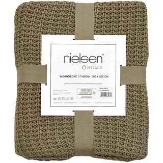 nielsen HOME Wohndecke Alen grob gestrickt, 150x200 cm, Sand, 100% Baumwolle, Strick, Grobstrick, Ökotex, Strickdecke, gemütliche modische Elegante Decke
