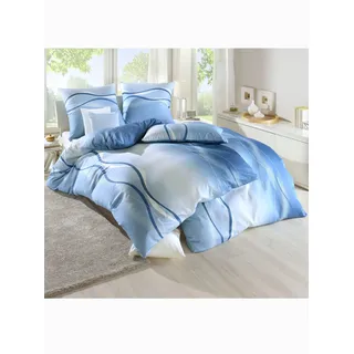 Bettwäsche BIERBAUM Gr. 1, blau, B/L: 135cm x 200cm, Mako-Satin, B/L: 80cm x 80cm, 1 Stk., Mako-Satin, 100% Baumwolle, Bettwäsche, Bettwäsche