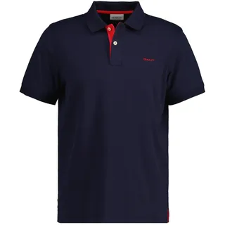 GANT Poloshirt GANT Poloshirt, regular CONTRAST PIQUE RUGGER", Herren, Gr. XXL, blau (dunkelblau), Obermaterial: 96% Baumwolle, 4% Elasthan, EL., Shirts Poloshirt