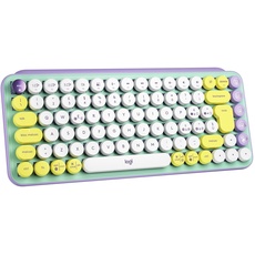 Logitech POP Keys Mechanische kabellose Tastatur mit anpassbaren Emoji-Tasten, Italienisches QWERTY-Layout - Grün/Lila