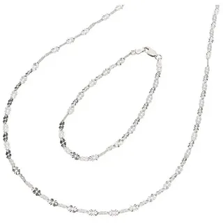 FIRETTI Ketten und Armband Set "Multipack Schmuck Geschenk Silber 925 Armkette Halskette Plättchen", Set 2 tlg.), silberfarben