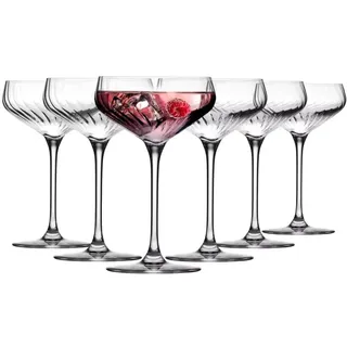 Krosno Cocktailgläser 6er-Set – 230 ml (Fassungsvermögen 290 ml) LUMI-Kollektion – Kristallmartinigläser Tulpenform – Spülmaschinenfest – für Daiquiri, Margarita, Martini