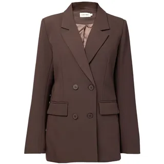 Longblazer SURI FREY "Blazer SFY Freyday", Damen, Gr. M-L, braun (braun 200), Obermaterial: 70% Baumwolle CO. 27% Polyester PES. 3% Elasthan EL., Blazer Longblazer