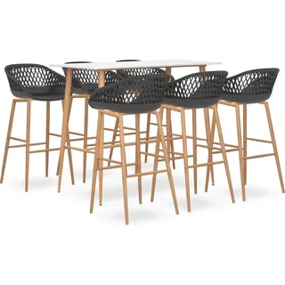 vidaXL 7-tlg. Bar-Set Weiß und Grau - Weiß