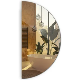 Spiegel Halbkreisförmige – Modern Schminkspiegel Kosmetikspiegel Halbkreis - Rahmenlos Wandspiegel - Ø50 cm (1/2) - Braun