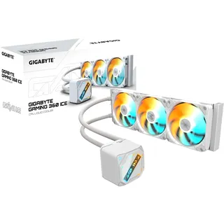 Gigabyte Gaming 360 ICE Flüssigkeitskühler für CPU - 3x120 mm ARGB-Lüfter, Schiebe-Verriegelungsmechanismus, Daisy-Chain, Kompatibel mit Intel LGA 1851 und AMD AM5