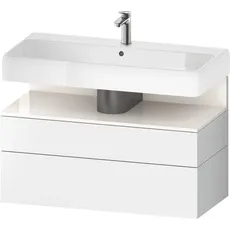 Duravit Qatego Waschtischunterbau, 1 Auszug und 1 Schublade, 990x470x590mm, Nische Weiß Hochglanz, QA4395022, Farbe: Weiß Matt/mit Nischenbeleuchtung