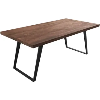 DeLife Esstisch Edge 200x100 XL Akazie Braun Metall Schräg - Braun