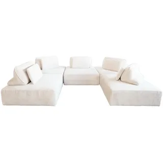 Kawola Modulsofa Wiolo Soft 5 Module 5 Kissen Cremeweiß Cord , Textil , Echtholz , Füllung: Schaumstoff , 333x84x222 cm , Wohnzimmer, Sofas & Couches, Sofas
