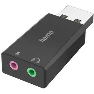 Hama USB-Soundkarte, USB-Stecker - 2x 3,5-mm-Klinke-Buchse, Stereo (00200323) - Schwarz