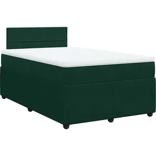 vidaXL Boxspringbett mit Matratze Dunkelgrün 120x200 cm Samt - Grün