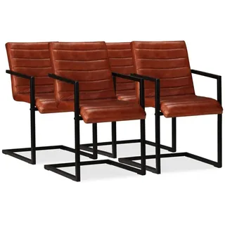 vidaXL Esszimmerstühle 4 Stk. Echtleder Braun