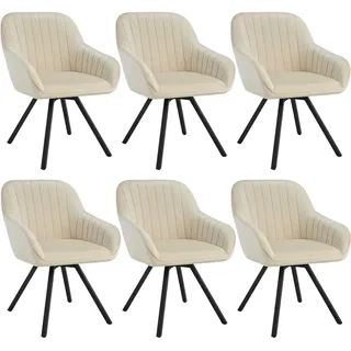 Tectake tectake® Drehbarer Armlehnstuhl Snug Samtoptik, gepolstert, in 360° drehbar, schlanke Stahlbeine, 58 x 58 x 82 cm