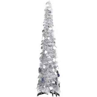 The Living Store Künstlicher Pop-Up-Weihnachtsbaum Silbern 120 cm PET - Silber