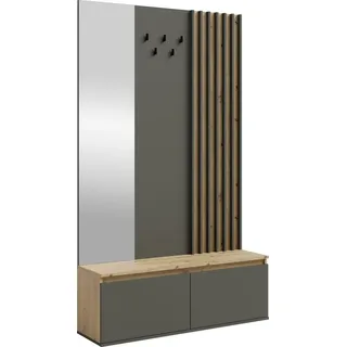Kondela Garderobe Deris - Graphit / Eiche Artisan - Grau