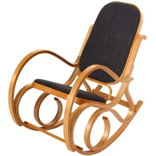 MCW Schaukelstuhl Eiche Dekor, Anthrazit , Holz , 55x90x96 cm , Wohnzimmer, Sessel, Schaukelstühle