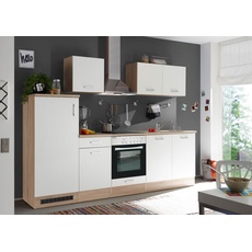 Bild Küchenzeile Petunia 270 cm E-Geräte Glaskeramikkochfeld weiß/eiche natura nachbildung