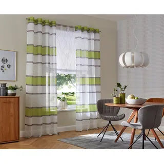 MY HOME »Jay« Ösen 2 Stk. tlg. Vorhang, 2-er Set, Fertiggardine, transparent, Querstreifen