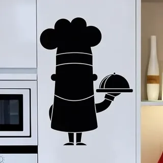Ambiance Sticker Kreidetafel – Wandaufkleber, selbstklebend, abwischbar, Karikatur Küchenchef – H 30 x L 20 cm