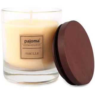 Pajoma Duftkerze Vanille, 180 g, im Glas mit Holzdeckel, NEU Premium Edition, für Circa 25 Stunden