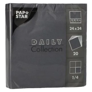 Papstar Servietten Daily Collection schwarz 2-lagig 24,0 x 24,0 cm, 20 St.