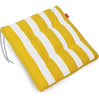 Herlag Hockerauflage für Gartenhocker Mia Gelb-Gestreift 50x50x5cm Stuhlkissen Streifenmotiv - Gelb