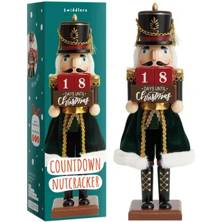 THE TWIDDLERS - Weihnachts-Countdown Nussknacker-Soldat aus Holz, 30cm / 12“ in festlichen Farben - Premium handgefertigtes Kiefernholz klassisches traditionelles Ornament, Weihnachtsdekoration