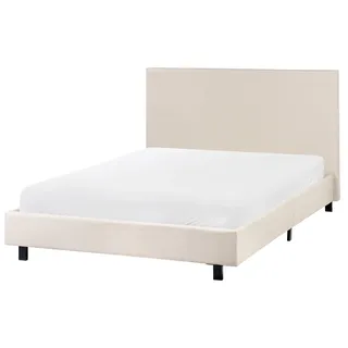 BELIANI Polsterbett Stoff Beige 120 x 200 cm Mit Lattenrost Hohes Kopfteil Modern Schlafzimmer Stoffbett Bettgestell - Beige, Schwarz