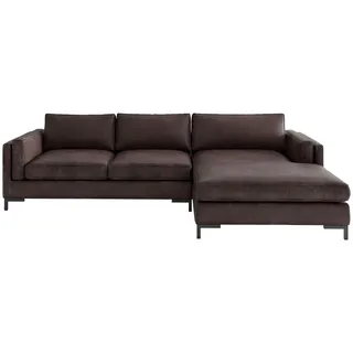 Livetastic Ecksofa , Dunkelbraun , Textil , Füllung: Daunen, Silikon , Ottomane rechts, L-Form , 265x160 cm , Made in Eu , Rücken echt , Wohnzimmer, Sofas & Couches, Wohnlandschaften, Ecksofas